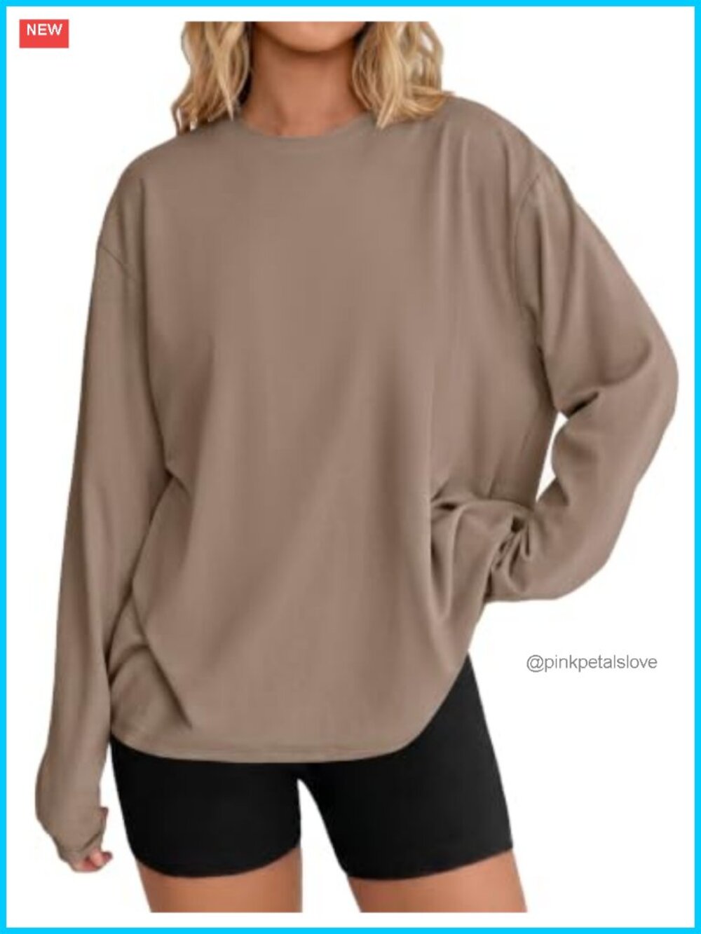 Oversized Long Sleeve Cotton Crew Neck T-Shirt Loose Fit Fall Top